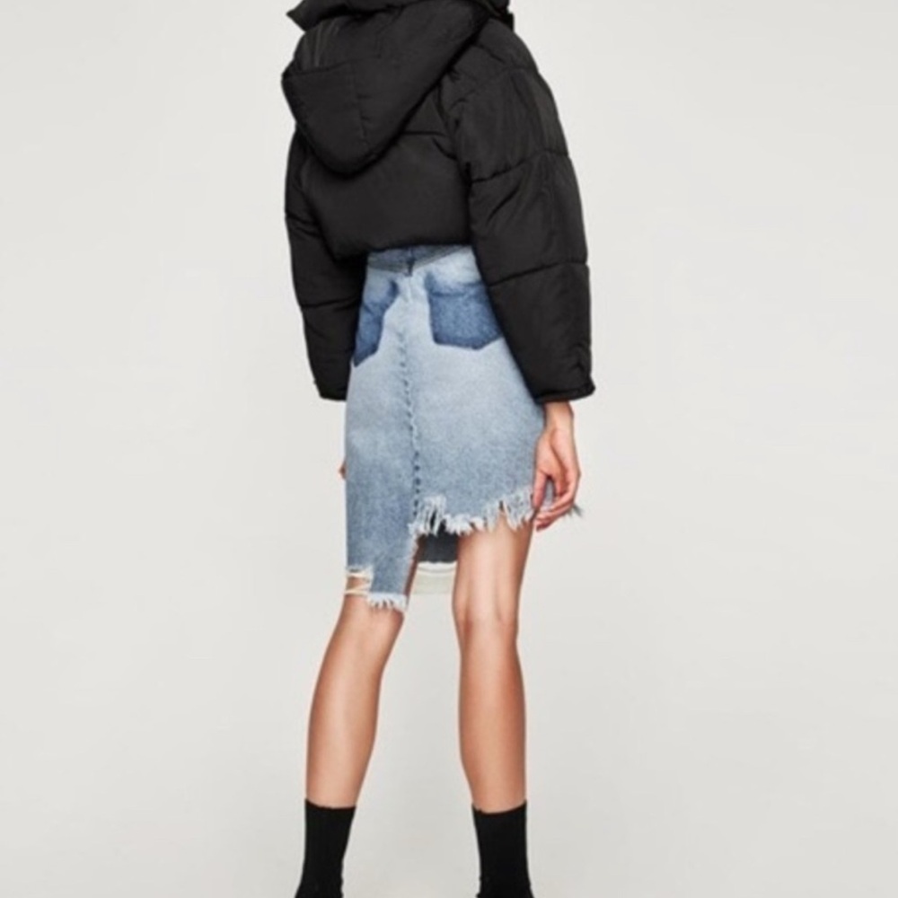 Zara Asymmetrical Distressed Denim Skirt size S - Picture 2 of 7